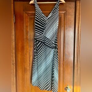 BCBGMaxAzria Monochrome Striped V-Neck Dress